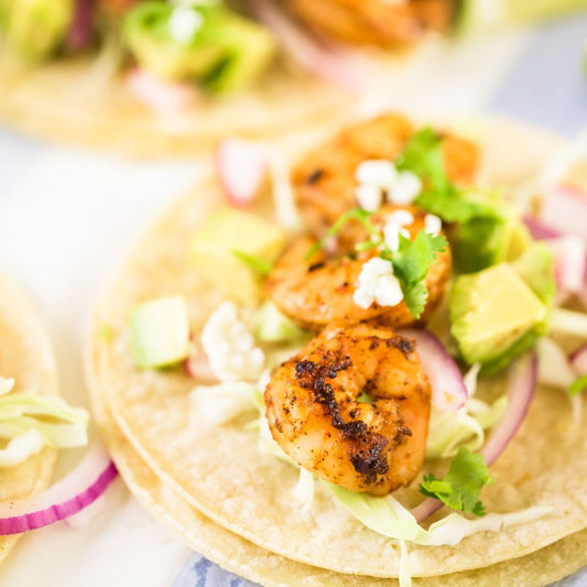 Jollof-Shrimp Tacos